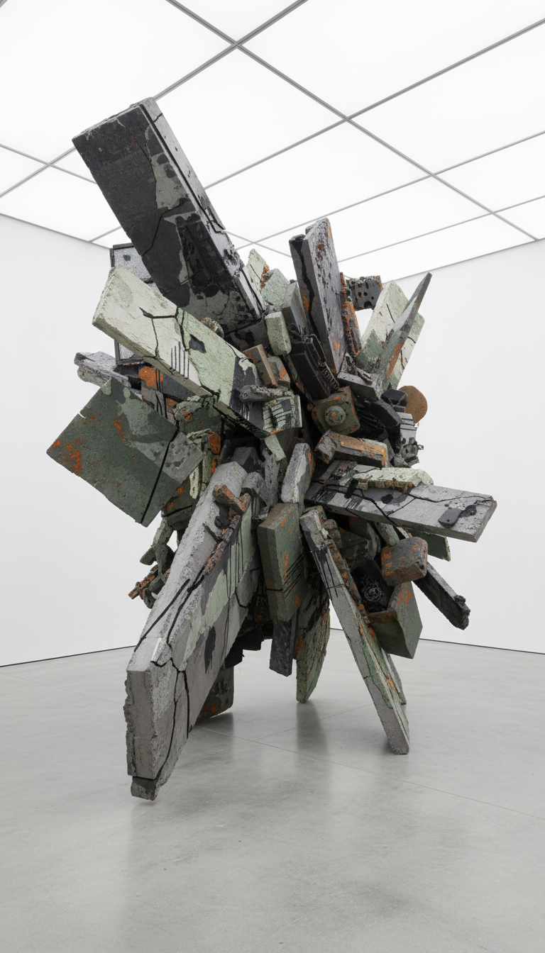 Firefly_A monumental contemporary sculptural installation occupying an entire white cube gall 15738