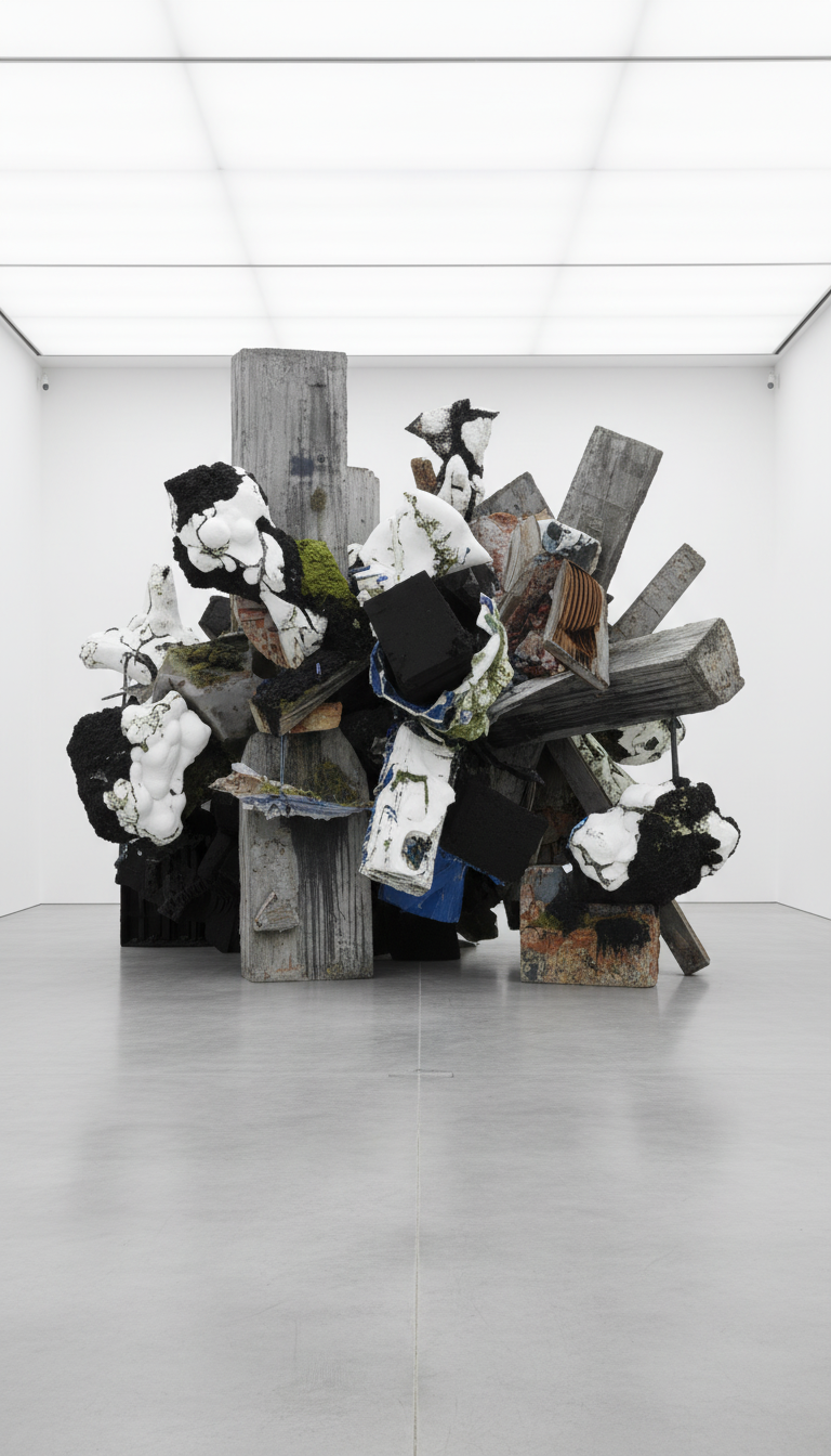 Firefly_A monumental contemporary sculptural installation occupying an entire white cube gall 331944