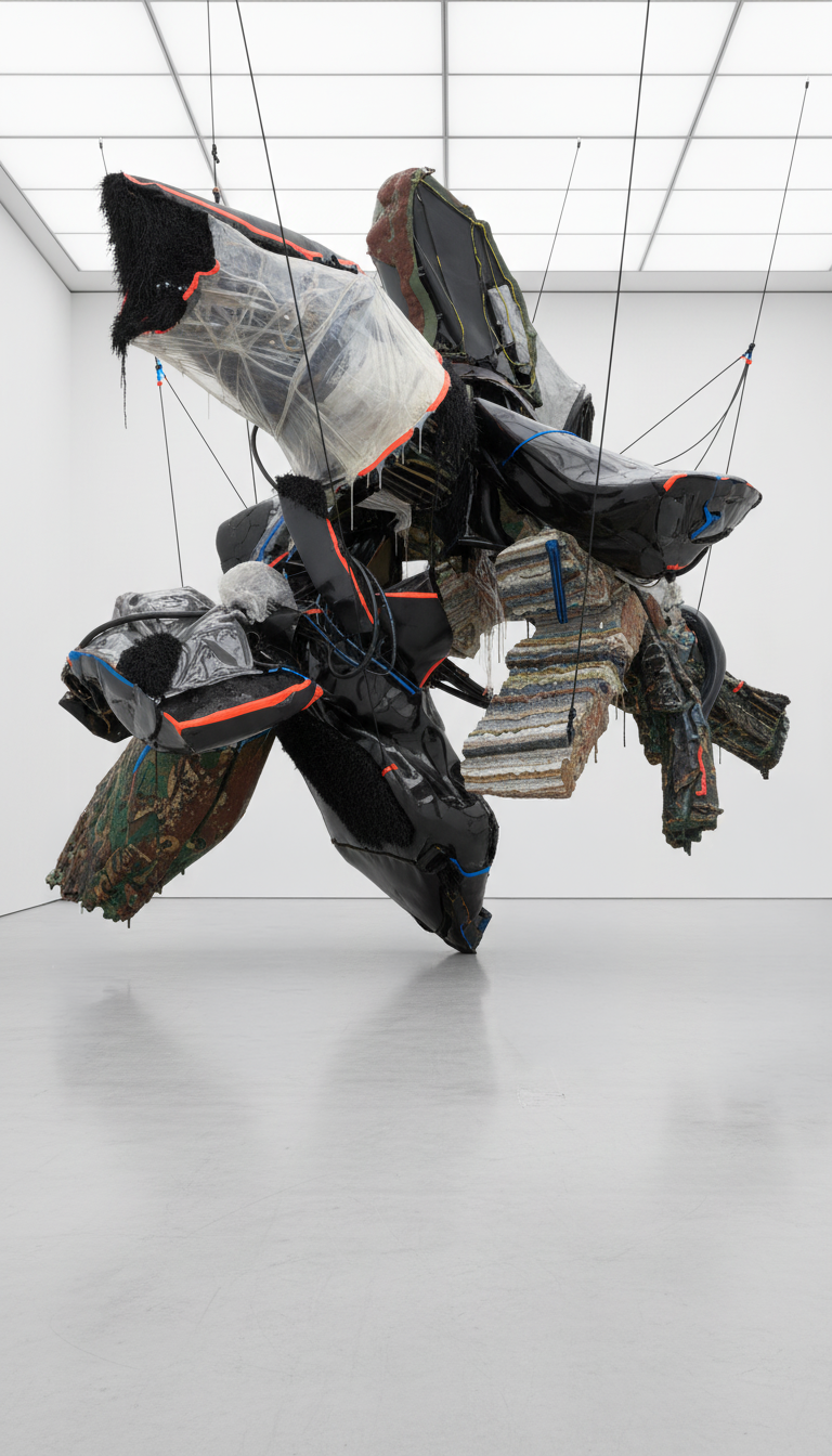 Firefly_A monumental contemporary sculptural installation occupying an entire white cube gall 630415