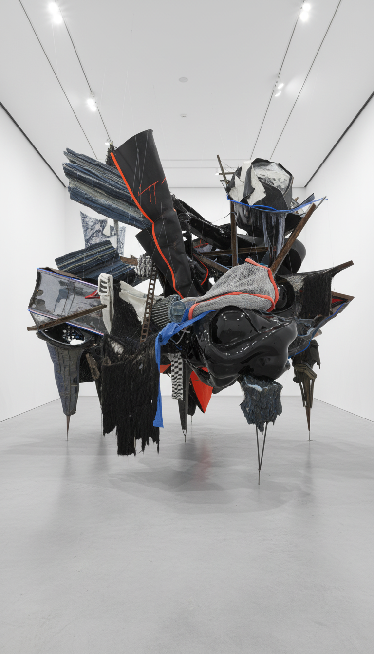 Firefly_A monumental contemporary sculptural installation occupying an entire white cube gall 868962